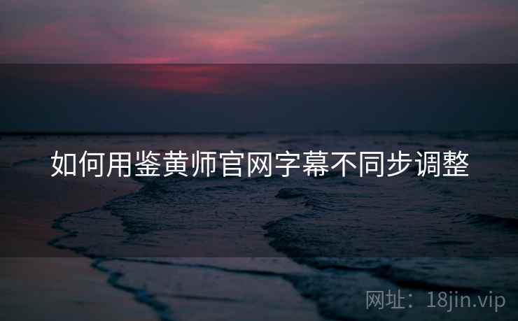 如何用鉴黄师官网字幕不同步调整  第1张